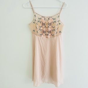 Vintage 90s Pink Floral Embroidered Nightgown Small